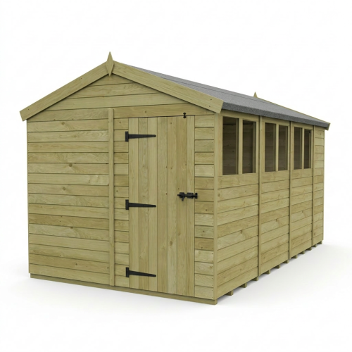 8 x 15 Apex Shed Tanalised (Single Door, With Windows) 1