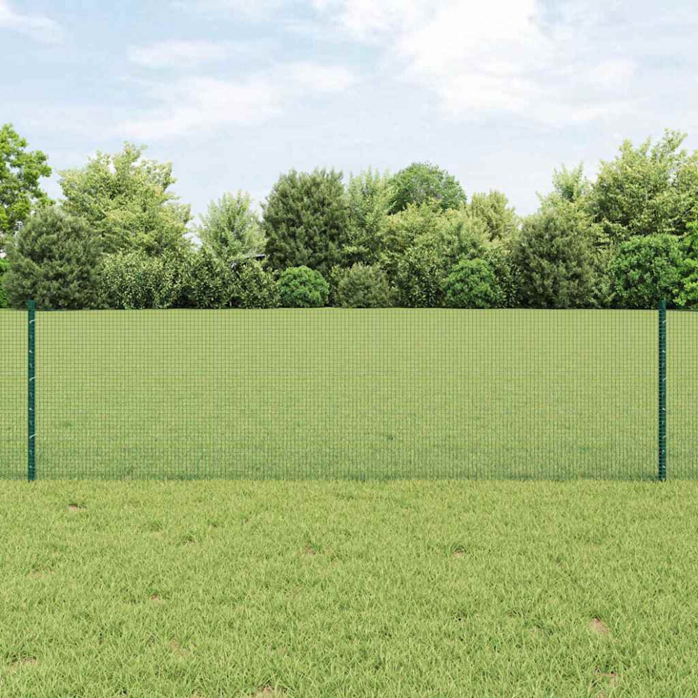 Vidaxl Welded Wire Fence With Post 25 X 0.6 M Pvc-Coated Steel Green 8721158927187
