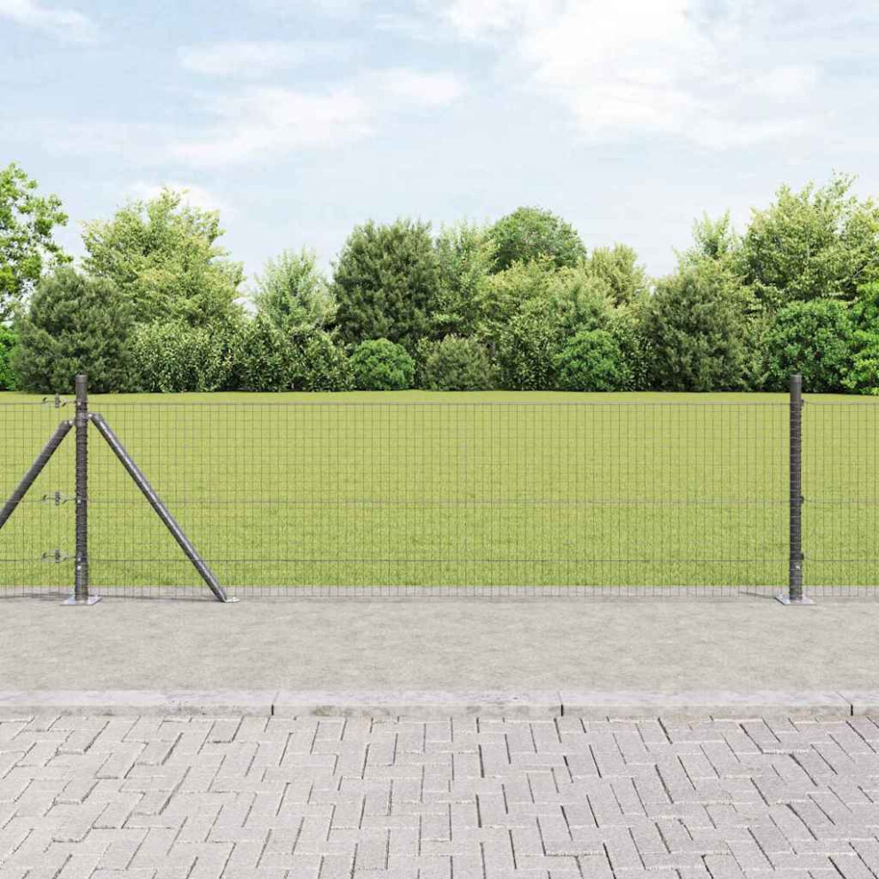 Vidaxl Welded Wire Fence With Concrete Base 50 X 0.6 M Grey Mesh