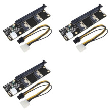 3X 2 Port SlimSAS 8i X2 Till PCIe 4.0 X16 Kortplats Adapter Card SFF8654 Riser Card GEN4 för Nätverksgrafik Grafikkort GPU 6Pin