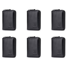 6X BULLCAPTAIN LäDer MäN PlåNbok Kortpaket Dragkedja Kortfodral HåLlare KreditkortsväSka Kort MyntväSka Svart