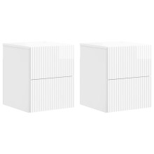 vidaXL Wall-Mounted Bedside Cabinet with Drawer 2 pcs High Gloss White