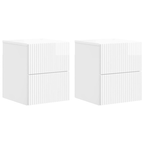 VidaXL vidaXL Wall-Mounted Bedside Cabinet with Drawer 2 pcs High Gloss White