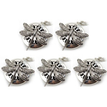 5 St Silver Dragonfly Aromaterapi Diffuser Halsband med Hänge