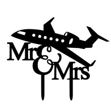 Black Airplane Wedding Cake Topper 1 Piece