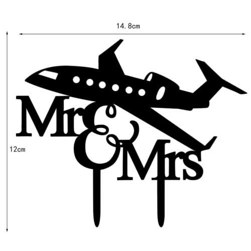 Black Airplane Wedding Cake Topper 1 Piece 1