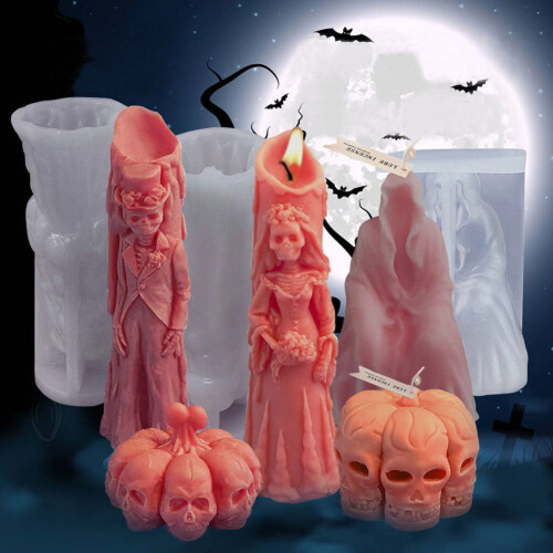 Halloween Pumpkin Skull Silicone Candle Mould 1pc 1