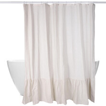 Farmhouse Shower Curtain Beige Linen 72x72 Inch