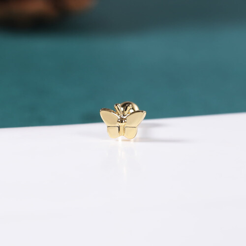 Butterfly Stud Earrings Gold Color 1 Pair 2