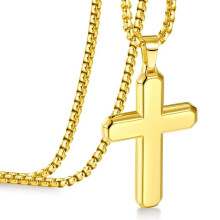 Cross Necklace for Men Stainless Steel Silver Black Gold