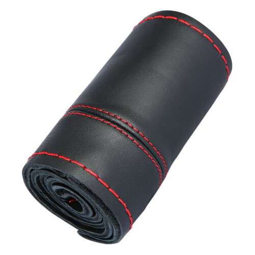 Hand-sewn leather steering wheel cover black 38cm