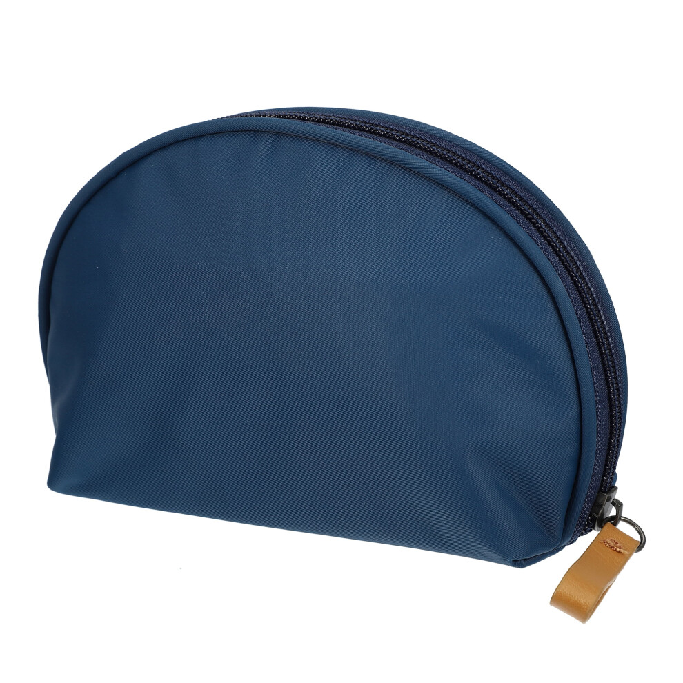 Half Moon Makeup Bag Navy Blue Beige Small