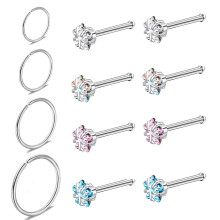 Star Nose Hoop Rings 20G 12 Pieces