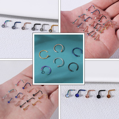 C-Shaped Nose Hoop Ring Set 20g 8 Pieces 2