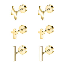 Cross Stud Earring Set 3 Pairs 20G Cartilage Piercing