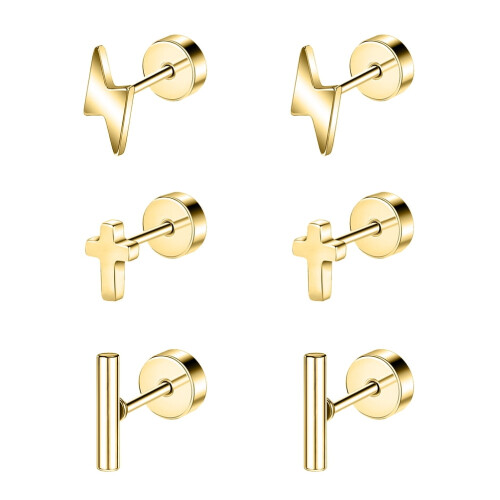 Cross Stud Earring Set 3 Pairs 20G Cartilage Piercing