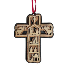 3D Wooden Christmas Nativity Ornament Religious Tree