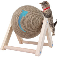 Sisal Scratching Ball Toy for Cats, Spinning Wooden