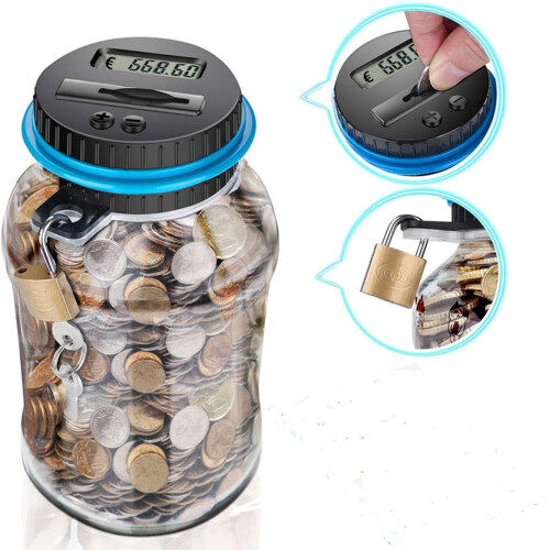 Digital Coin Counter Jar with LCD Display 1pc
