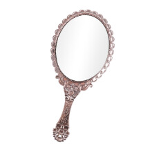 Hand Mirror with Handle Vintage Rose Gold Tone 9.8 x 4.5