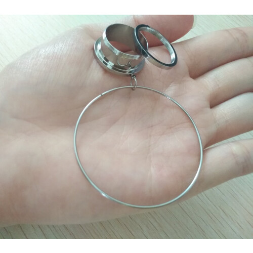 Hoops Dangle Ear Tunnel Plugs Stainless Steel 1 Pair 2