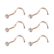 Crystal Nose Stud Piercing L-Shaped 20G