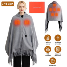 Electric Heated Throw Blanket 77" x 24" 3 Heat Levels Grey