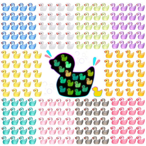 Glow-in-Dark Mini Resin Ducks 10 Colors 200 Pcs