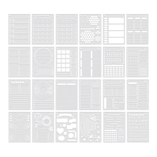 Reusable Productivity Journal Stencils Set 24 pcs 2