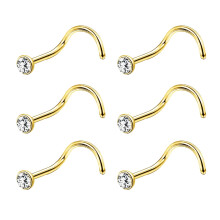 Crystal Nose Stud Piercing L-Shaped 20G