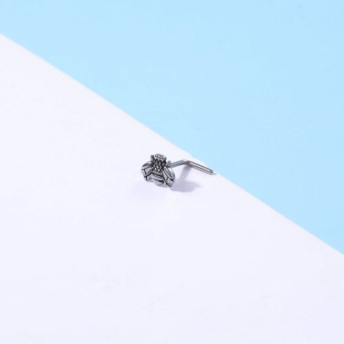 Zirconia Nose Studs Bone Shape Flower Snow Stainless Steel 2