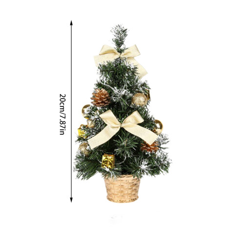 Mini LED Christmas Tree Set Warm White Lights Gold Battery 2