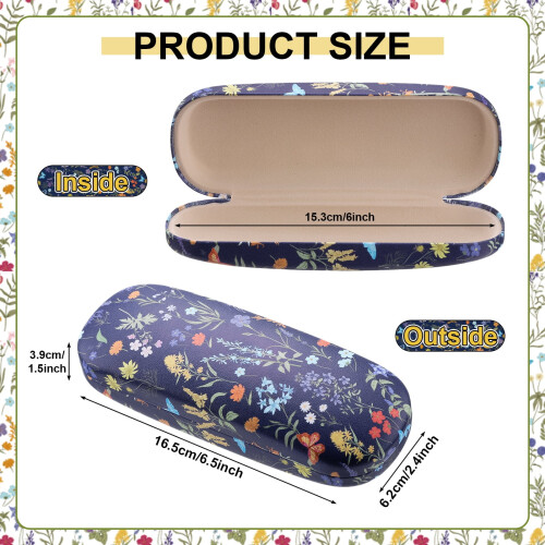 Floral Eyeglasses Case Set Hard Shell 3 Pcs 1