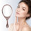 Hand Mirror with Handle Vintage Rose Gold Tone 9.8 x 4.5 2