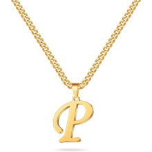 A-Z Letter Necklace Stainless Steel Cuban Chain Monogram