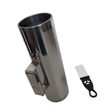 Metal Guiro Shaker with Scraper Round Cylinder Latin