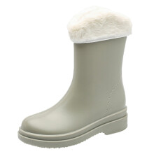 Women's Wide Calf Rain Boots Punk Style Cotton-Lined Rubber