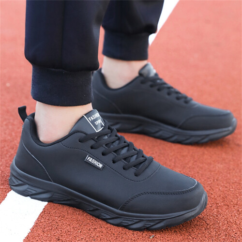 Men's Running Sneakers Leather Lace-Up Wide Width Extra 1