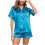 Women's Silk Pajama Set Shorts Top Soft Satin Button-Down 6