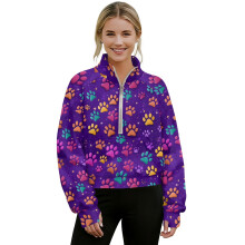 Women's Half-Zip Cropped Sweatshirt Violet XS