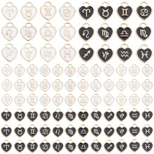 Constellation Heart Charms Zodiac Enamel Pendants 96pcs