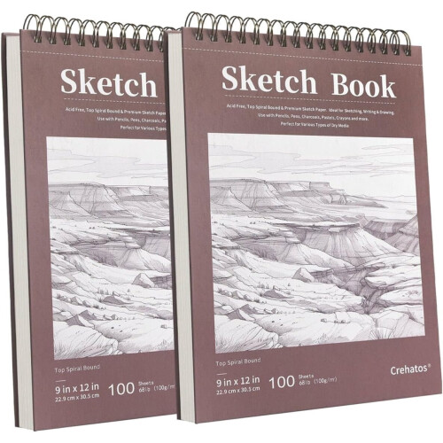 Sketch Book Top Spiral Bound 100 Sheets 68lb Drawing Paper