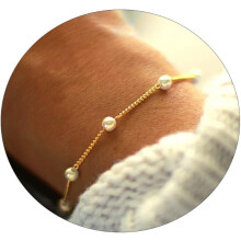 Pearl Bracelet for Women Gold Silver Dainty Beaded Chain