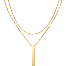 Eigso Men's Stainless Steel Bar Pendant Necklace Set of 2