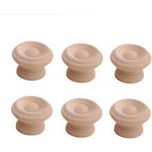 Wooden Cabinet Knobs Solid Beech Round Handles Dark Brown 6