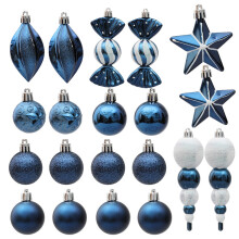 Blue and White Christmas Balls Ornaments Set 20 pcs