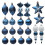 Blue and White Christmas Balls Ornaments Set 20 pcs 1
