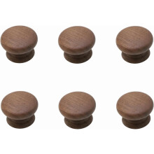 Wooden Cabinet Handles Black Walnut 40mm Flat Round Single