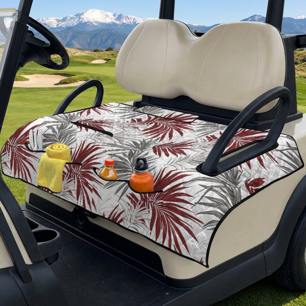 Golf Cart Seat Covers Palm Leaf - 4 Pockets Gray/Red/Brown 9455834500454