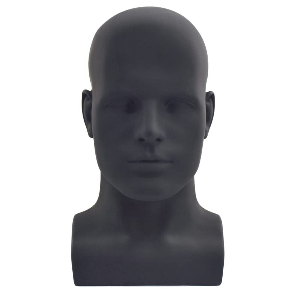 Male Mannequin Head Black Display Stand for Wigs Hats